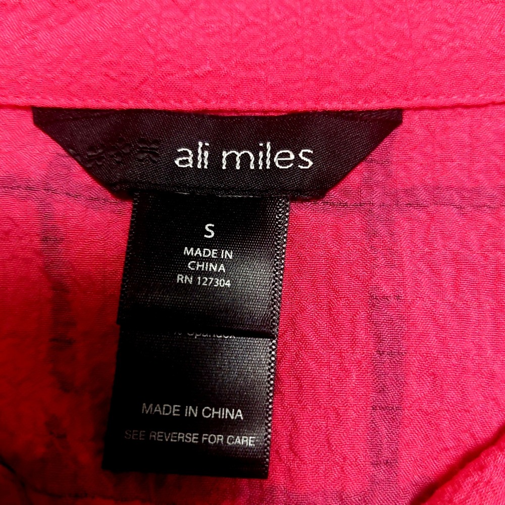 Ali Miles Womens Small Button Front Tunic Crinkle Lagenlook Structured Collar - Picture 6 of 9